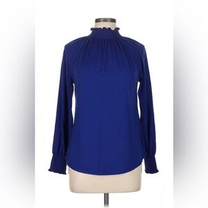CHICO’S Royal Blue Mock Turtleneck Women’s Size 1 XL Smocked, Cotton Blend